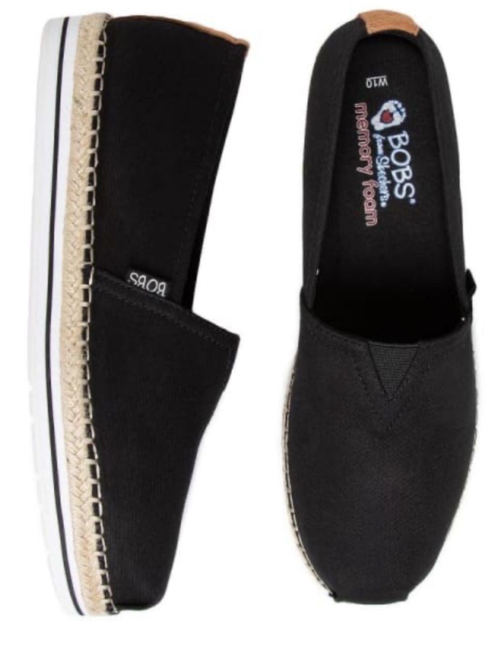 BOBS by SKECHERS Women's Breeze Memory Foam Slip-on Shoes Black SZ 9